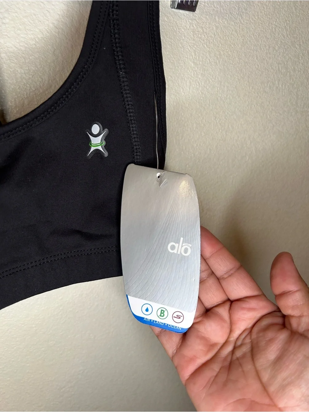 ALO Yoga Black Racerback Sports Bra with Subtle Logo